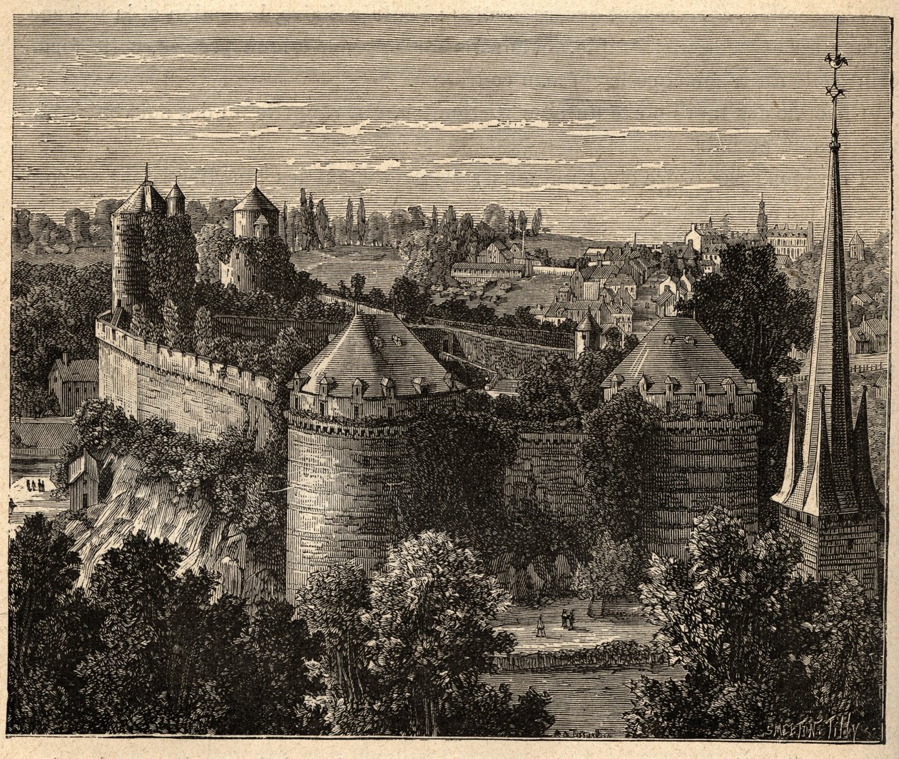 Le Chateau a Fougeres - Bretagne - Franciaország - metszet "" PATRIE" - PECTUREQUIREQUE FRANCIAORSZÁG LEÍRÁSA 6 KÖTETÉSBEN LUCIEN HUARD - 19. század vége alkotó: Unknown artist