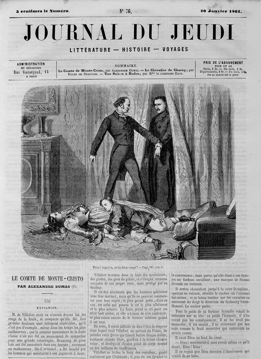 Le Comte de Monte Cristo (Monte Cristo) – az 1861.01.20-i „” Le Journal du Thursdays”-ban alkotó: Unknown artist