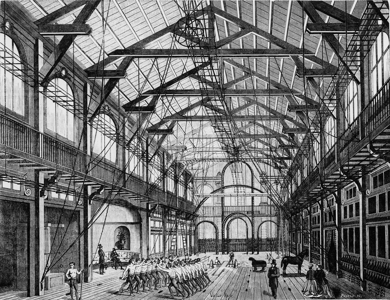 A Grand Gymnasium a Rue des Martyrs-ban - metszet alkotó: Unknown artist
