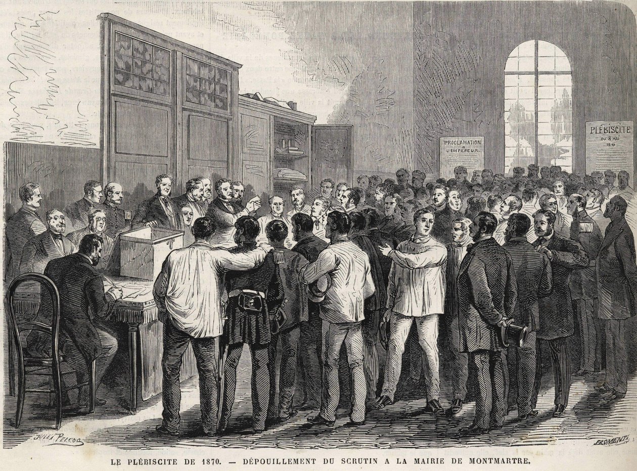 Leplebiscite de 1870, szavazatszámlálás a montmartre-i városházán. alkotó: Unknown artist