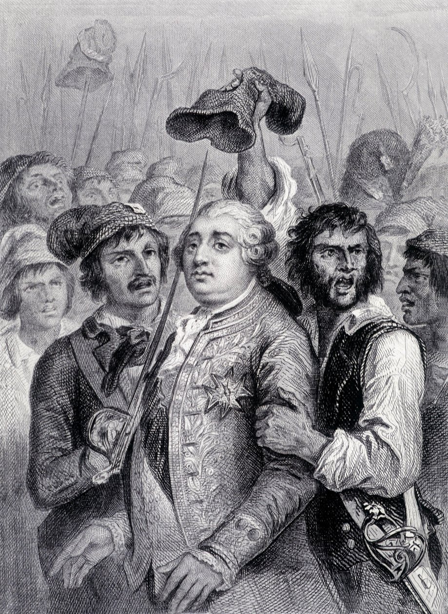 Az emberek a Tuileriákban, XVI. Lajos frigy sapkája, június alkotó: Unknown artist