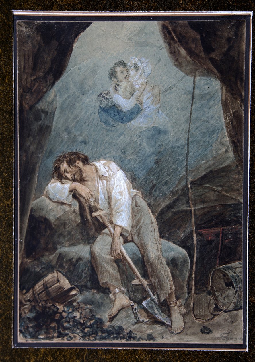 Le rêve de Volkonski (Volkonszkij álma) – Szergej Grigorjevics Volkonszkij (1788-1865), az orosz császári hadsereg vezérőrnagyát és dekabristát 20 év börtönre ítélték, és 1832-ben internálták Chita erődjébe, és a bányákban dolgozott. alkotó: Unknown artist