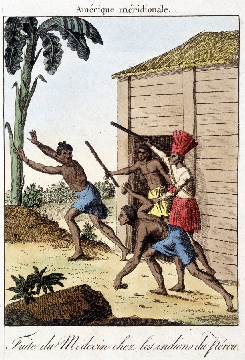 Az orvos szivárgása a perui indiánok között (inka) - metszet alkotó: Unknown artist