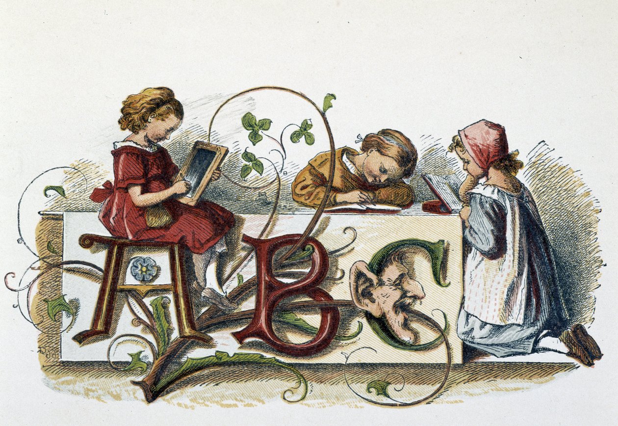 Gyermek olvasás és írás - a „Gyermekjátékokban””, szerk. London, George Ronthedge és fiai, 19. század vége alkotó: Unknown artist