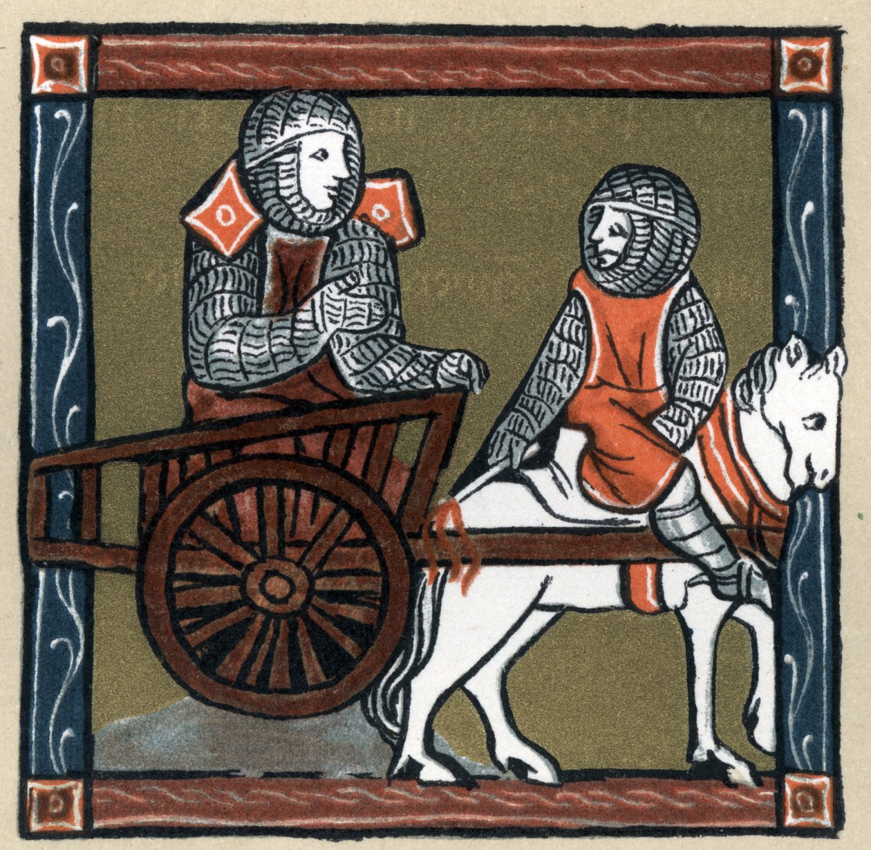 Legenda Arthurienne: Lancelot du lac dans la charrette. Hermann Suchier „A francia irodalom történetében”. alkotó: Unknown artist