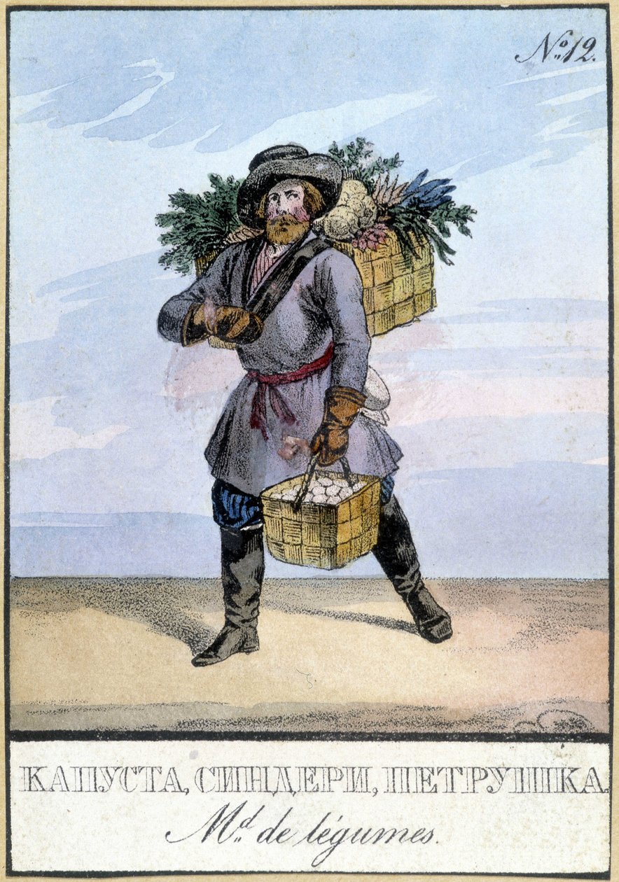 Hüvelyesek kereskedő Oroszországban a 19. században. alkotó: Unknown artist