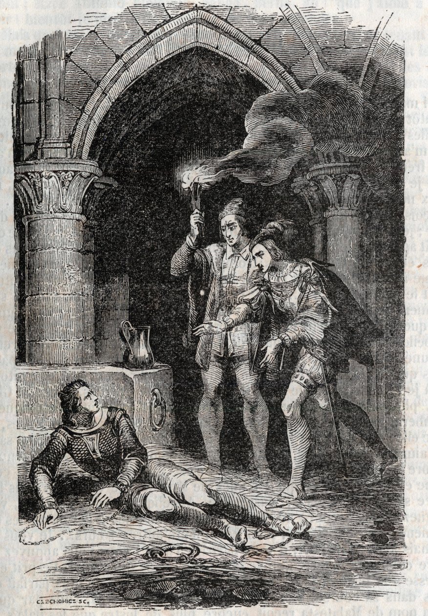 Leon (Leone) Delivre Roger (Ruggero, Ruggiero) - Ludovico Ariosto 1851-es metszete „Roland furieux”-tól (Orlando furioso) (16. század), Ariosta néven ismert – Tressan grófja olasz nyelvről fordította és megjelentette. szerző: Gustave Harvar alkotó: Unknown artist