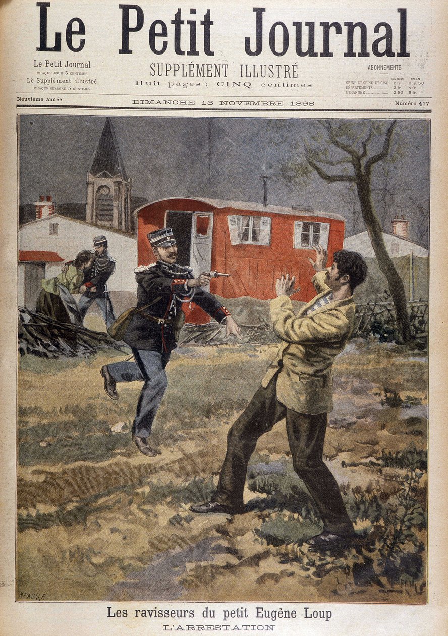 A kis Eugène Loup elrablói: letartóztatás – a „Le Petity Journal” 1898.11.13.-ban alkotó: Unknown artist