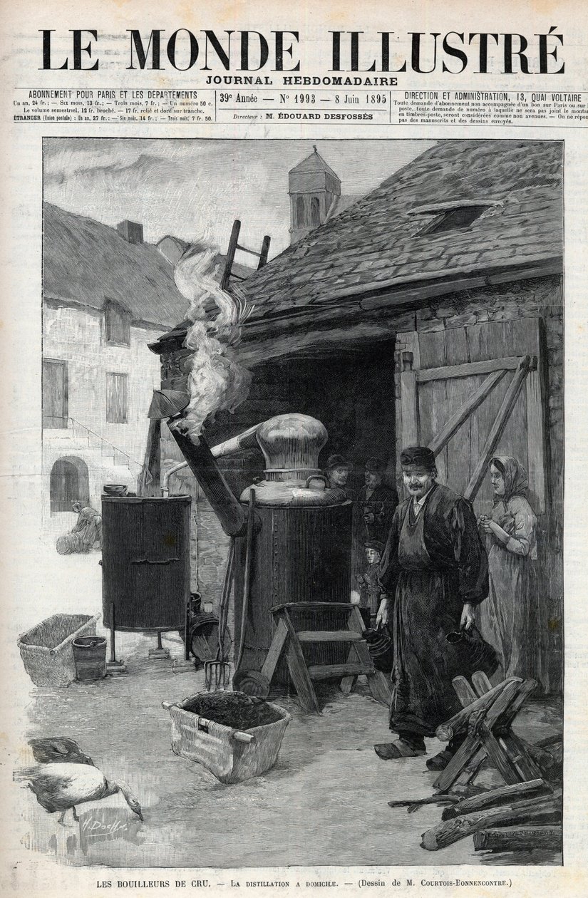 A házi lepárlók - házi lepárlás 1895-ben Párizsban - metszet a „Le Monde Illustré” 1895. évi 1993. sz. alkotó: Unknown artist