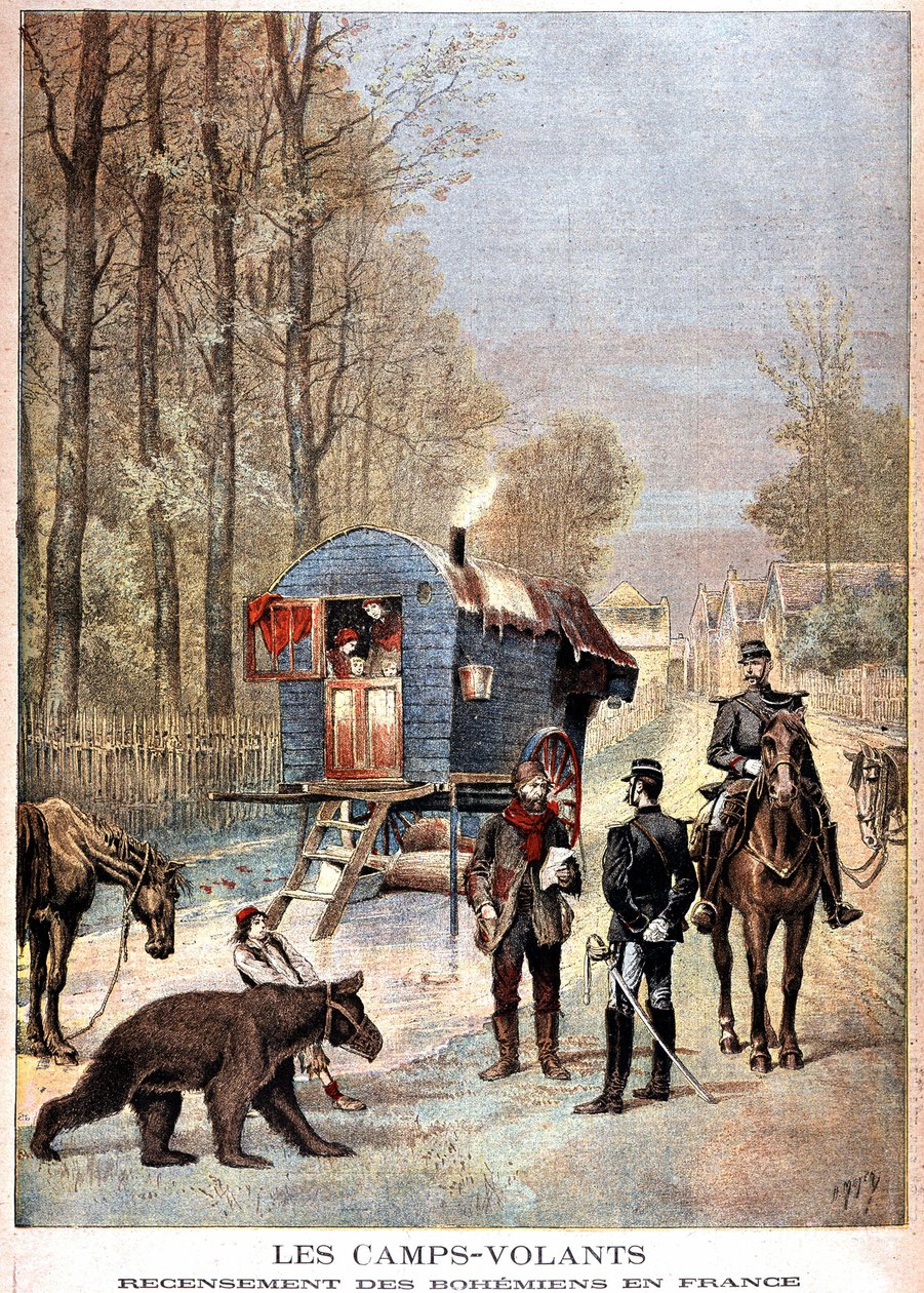 A repülőtáborok: Csehek összeírása Franciaországban (Roulotte, bohémek és csendőrök) - a „Le petit Journal” 1895.05.05. alkotó: Unknown artist