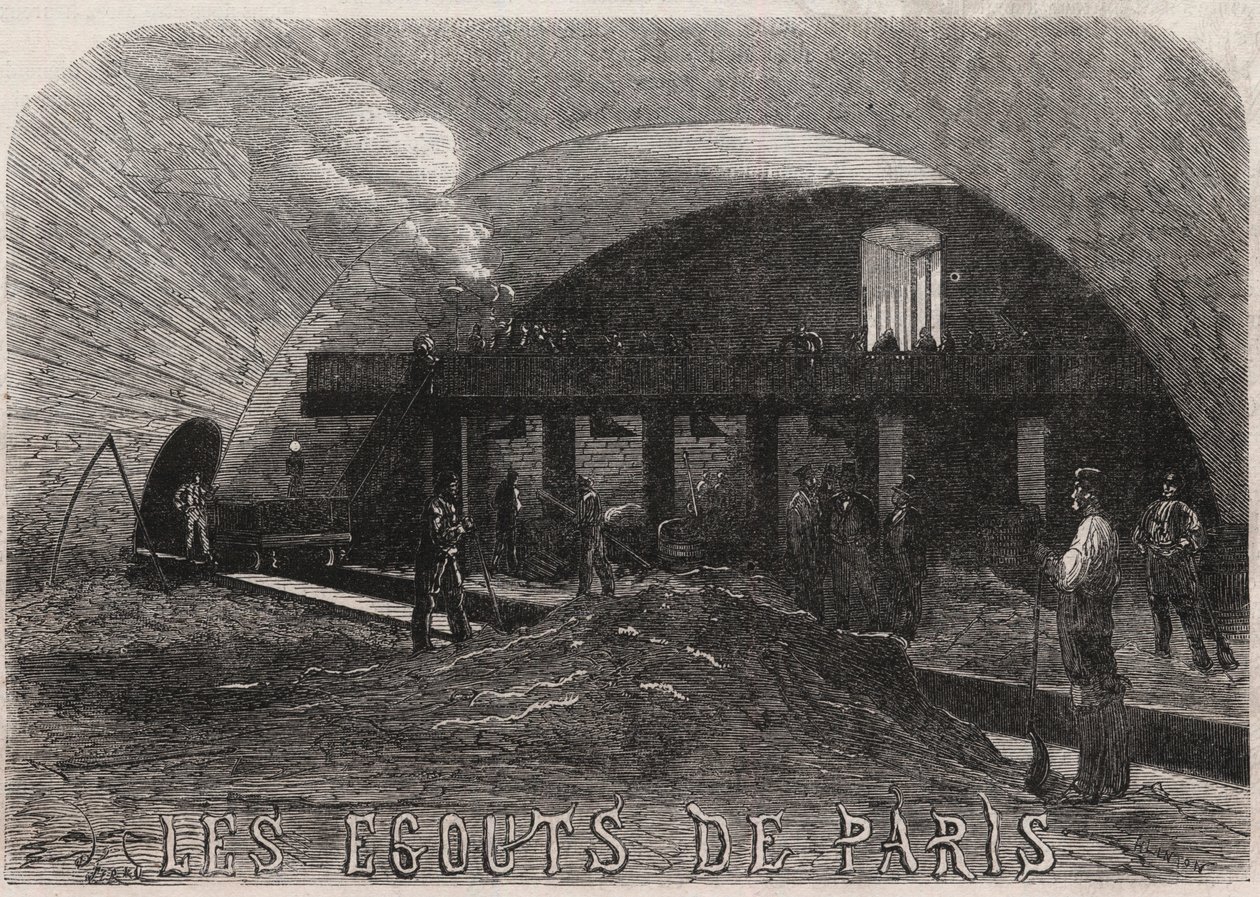 Párizs csatornái: a nagykamra és a kovácsműhelyek Notre Dame híd (Notre-Dame) - Metszet a „Le Monde Illustré”-ben” alkotó: Unknown artist