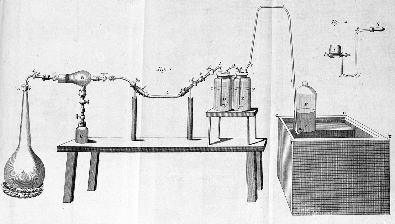 Lavoisier kísérletei – Lavoisier fizikai és kémiai füzeteiben alkotó: Unknown artist