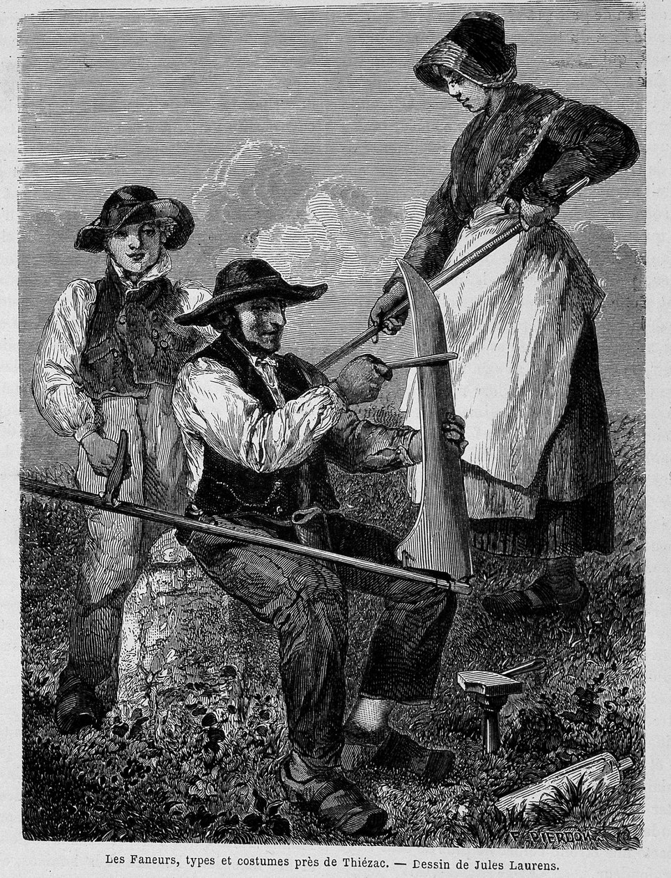 A rendterítők, típusok és jelmezek Thiézac közelében, Auvergne-ben - a „” A világ körül” című filmben” alkotó: Unknown artist