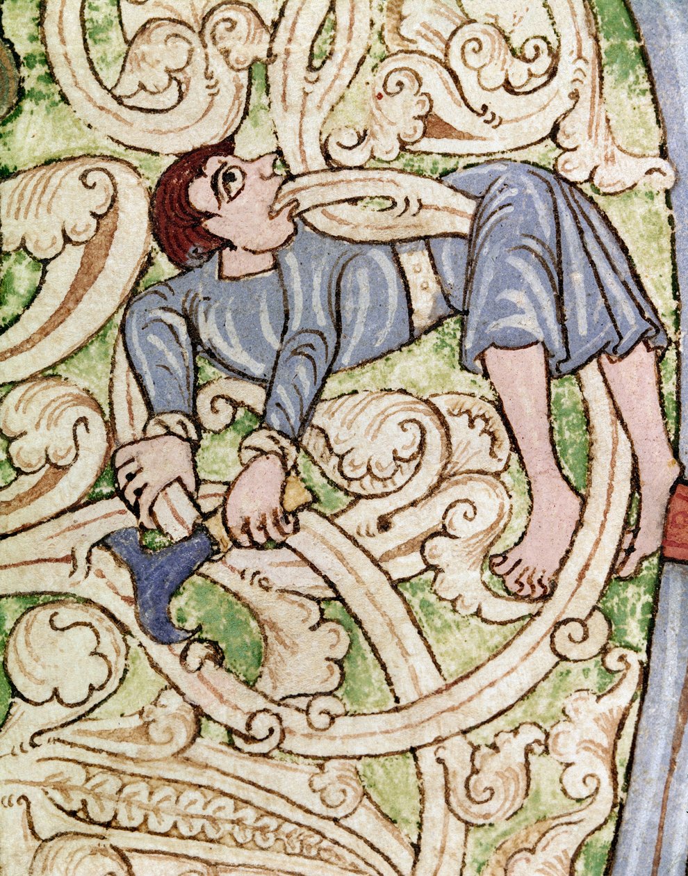 C betűs decoree egy faember ábrázolásáról. Miniatűr Bibliából (Ószövetség) (Ms 3088) 12. századi Coimbra, Egyetemi Könyvtár alkotó: Unknown artist