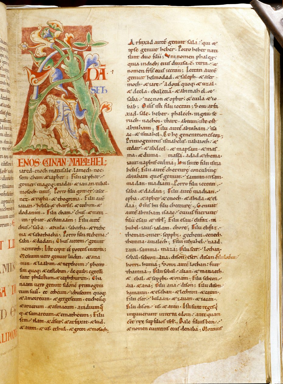 Lettrina: „A” betű, amely Ádám teremtését jelképezi (a és. harding bibliája). A Citeaux-i apátságból származó „” Treats sur la Trinite de Saint Augustine”” kézirat miniatúrája alkotó: Unknown artist