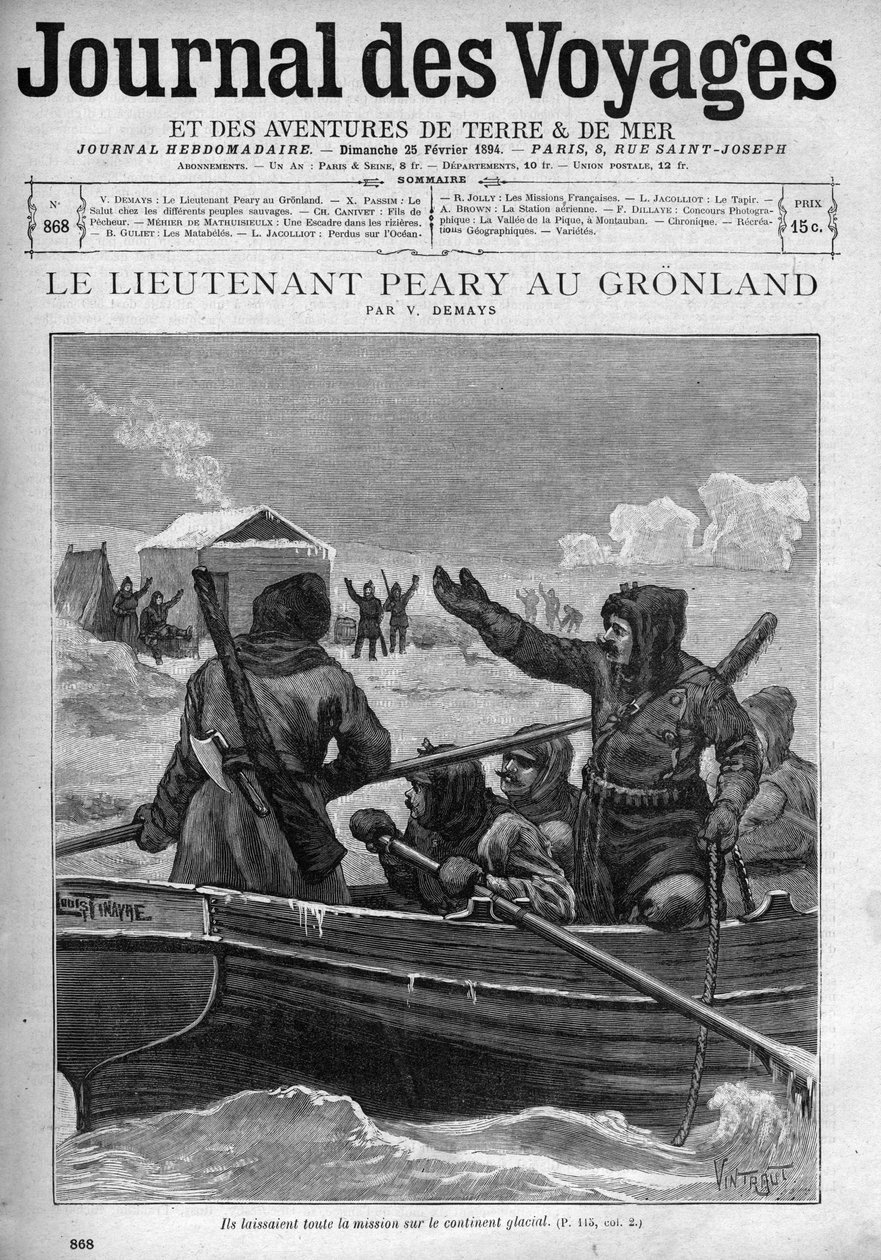 Robert Edwin Peary hadnagy Grönlandon – Robert Edwin Peary hadnagy (1856-1920) Grönlandon – az 1894-es „Le Journal des voyages” borítója alkotó: Unknown artist