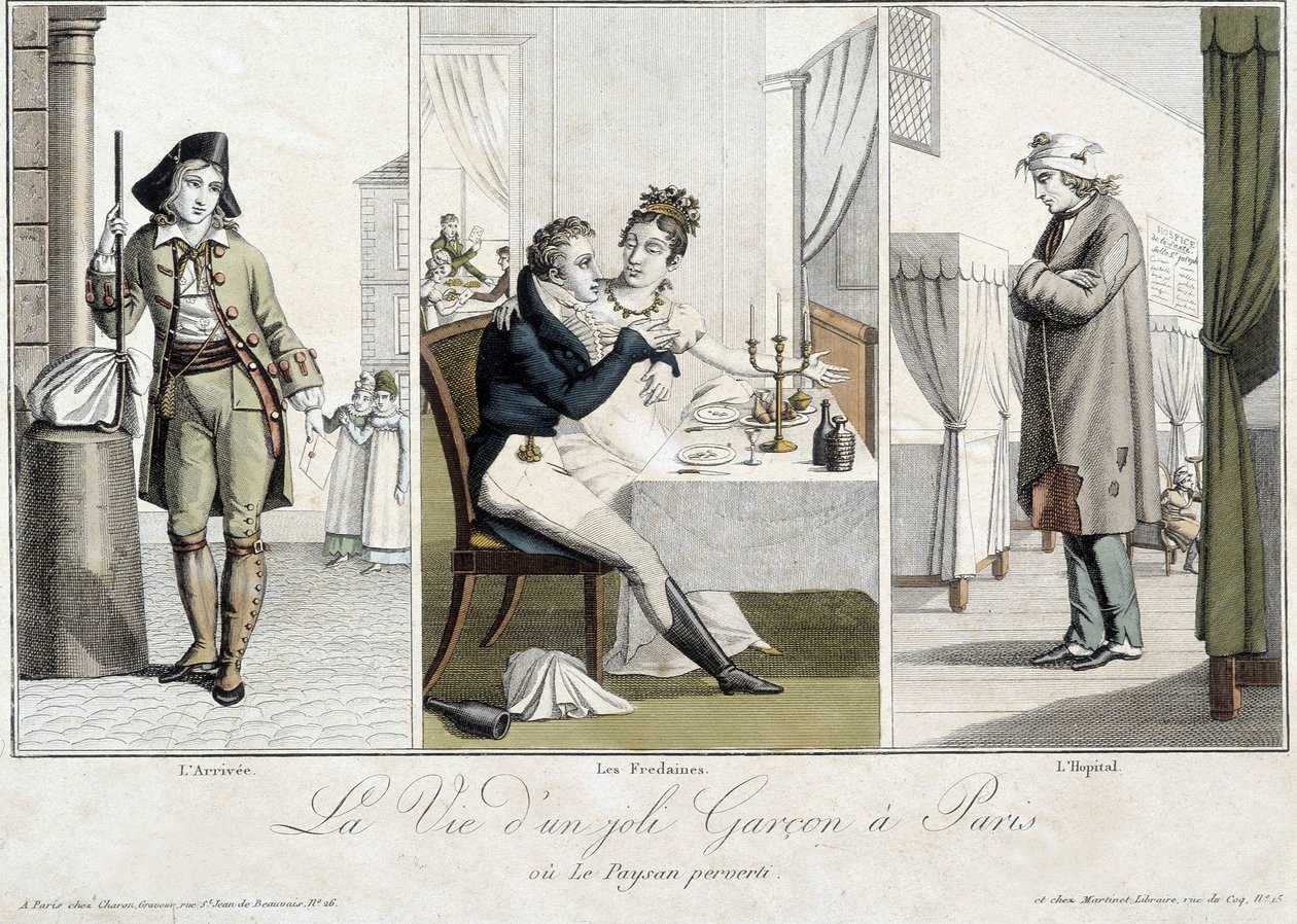 Egy csinos fiú élete Párizsban vagy az elvetemült paraszt: érkezés, Fredaines és a kórház - Carnavalet. alkotó: Unknown artist
