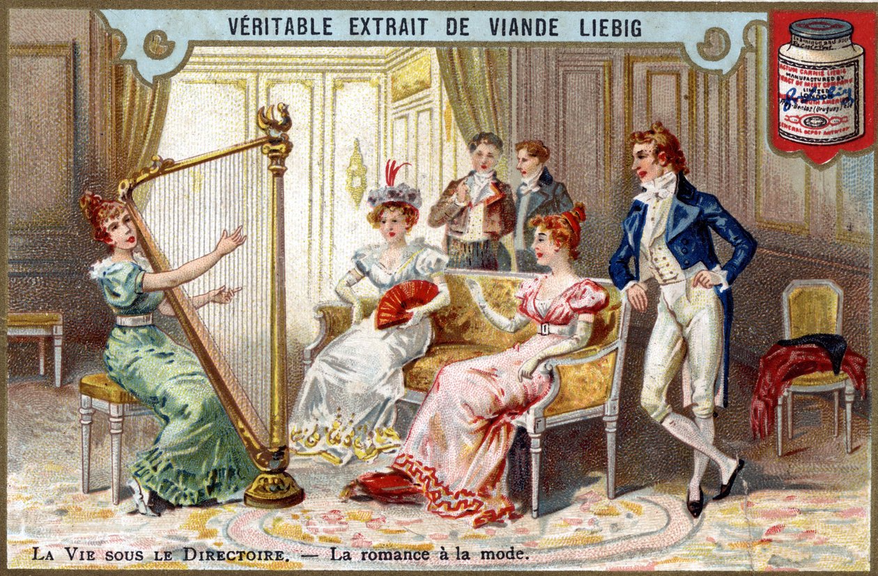 Élet az igazgatóság alatt: romantika a divatban. Chromo Liebig a 19. század végéről. alkotó: Unknown artist