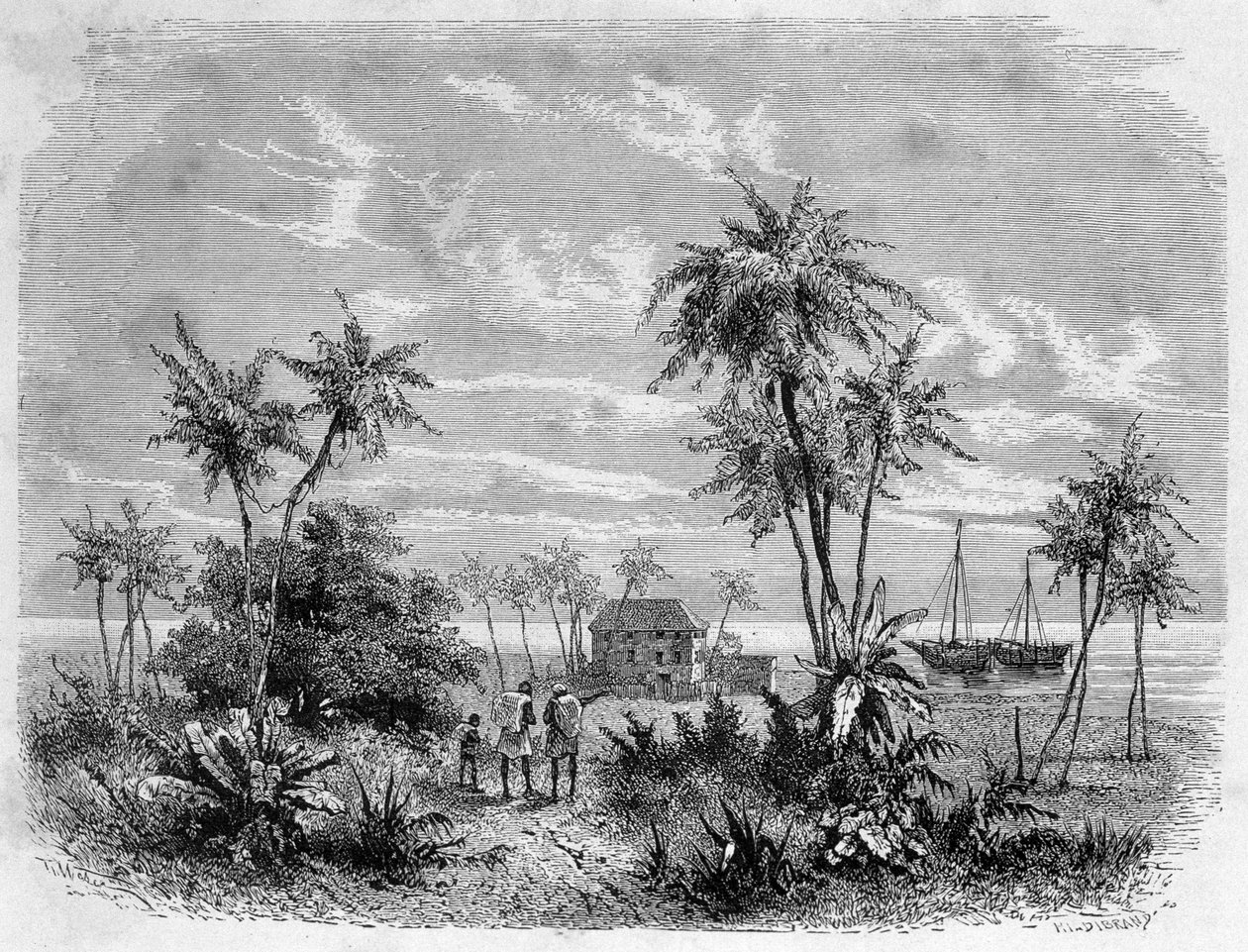 Livingstone háza Zanzibárban – „” Livingstone utolsó utazása 1866-1873”” a „” A világ körül” című részben, 2. szem. 1875 alkotó: Unknown artist