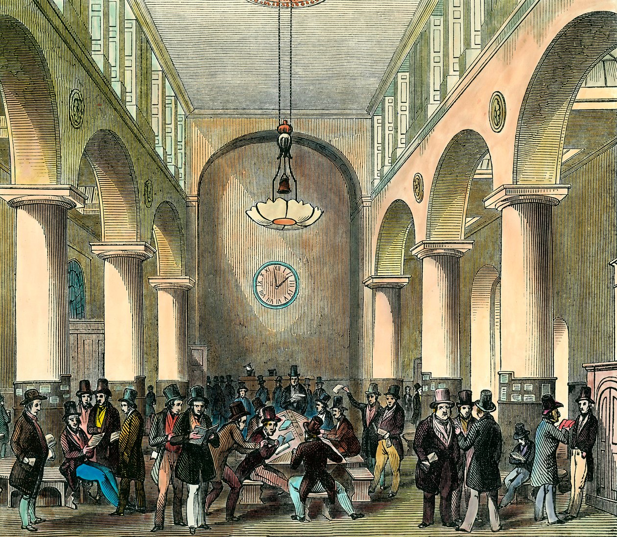 Londoni Értéktőzsde: Londoni tőzsde a XIX. Metszés. Magángyűjtemény. alkotó: Unknown artist