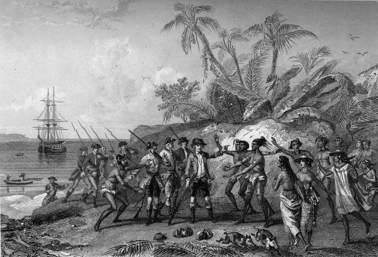 Louis Antoine Comte de Bougainville francia navigátor (1729-1811), közeledik a marquises-szigetekhez Tahitiban, április 6. alkotó: Unknown artist