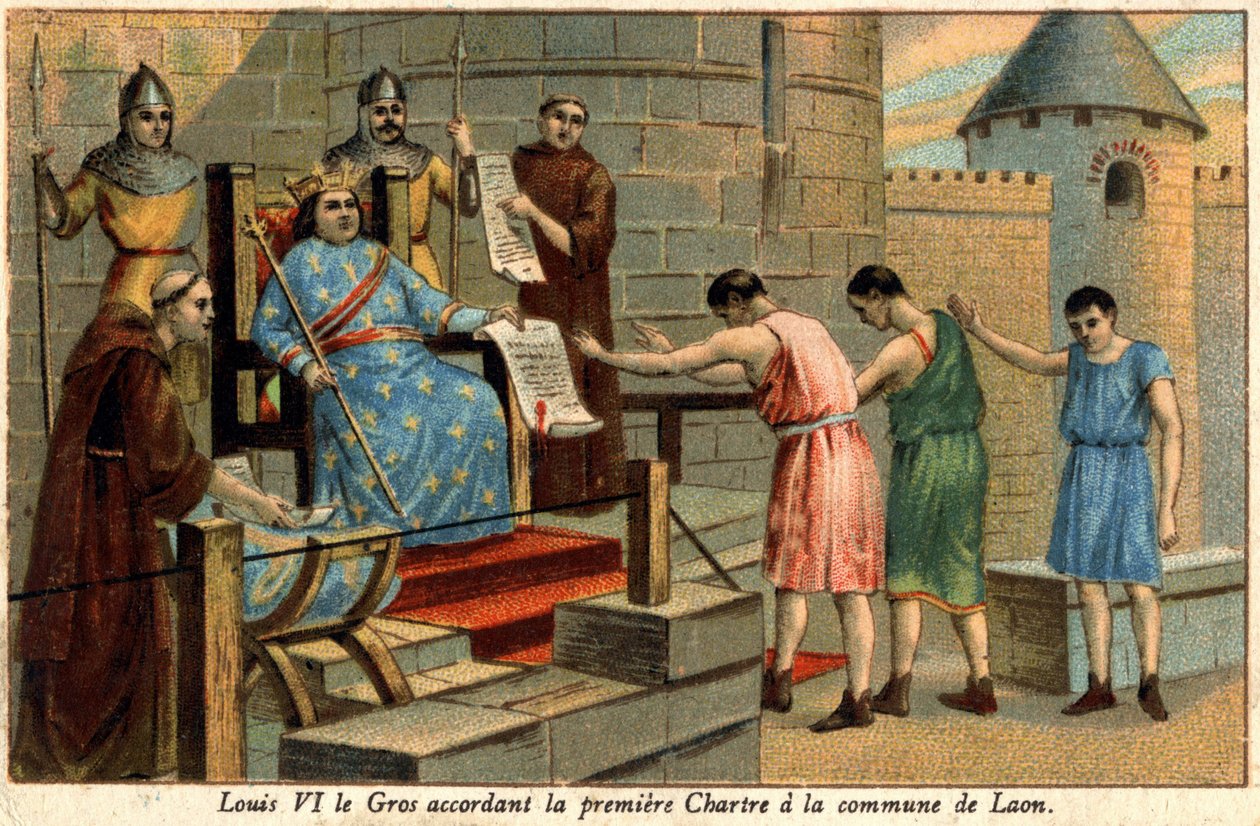 VI. Lajos 1128-ban adományozta az első Chartre-t Laon községnek. alkotó: Unknown artist