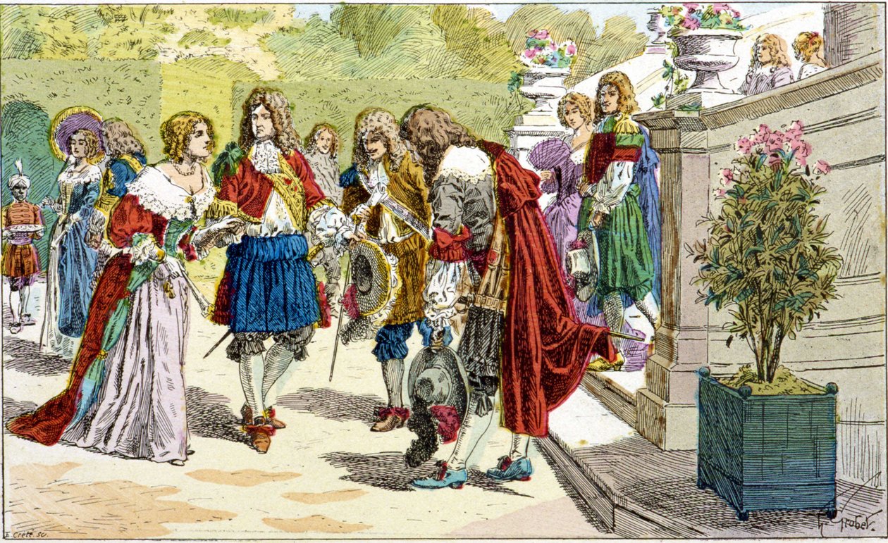 XIV. Lajos és udvara Versailles-ban. alkotó: Unknown artist