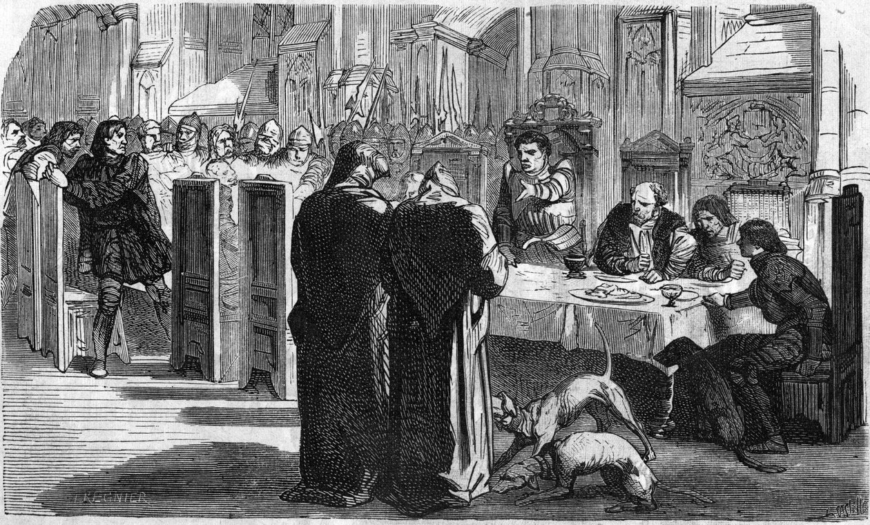 Louis de la Tremoille és foglyai a Saint-Aubin-du-Cornier-i csata után (1488). századi metszet. alkotó: Unknown artist