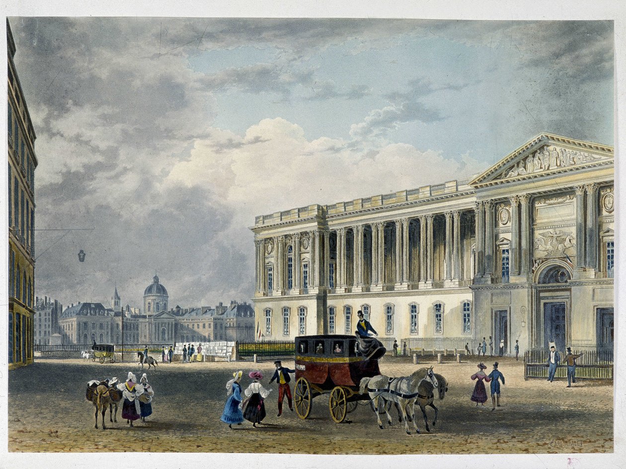 Louvre - keleti homlokzat, hátul a kupola - 19. század alkotó: Unknown artist
