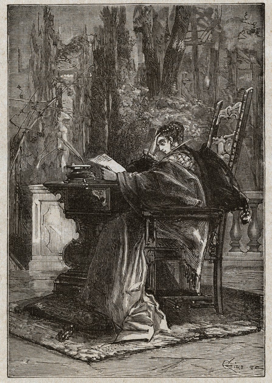 Lucrece Borgia (1480-1519) a Dying Handtől Leon X-nek (Leone 10) (1475-1521) - metszet Oscar Pio "Lucrezia Borgia" című művéből - 1883 alkotó: Unknown artist