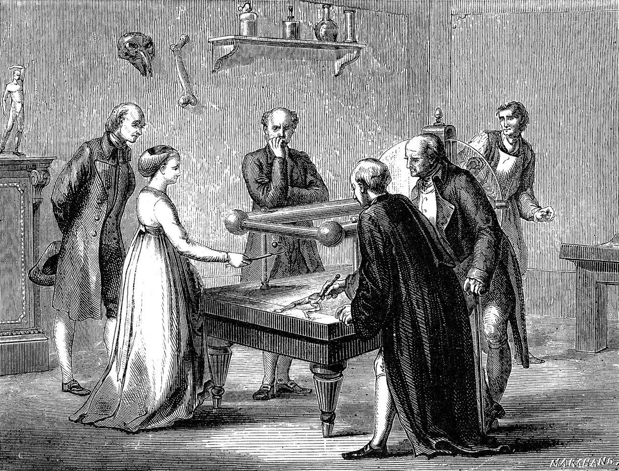 Luigi Galvani 1780-ban fedezte fel a béka izomzatának elektromosság általi ingerlékenységét alkotó: Unknown artist