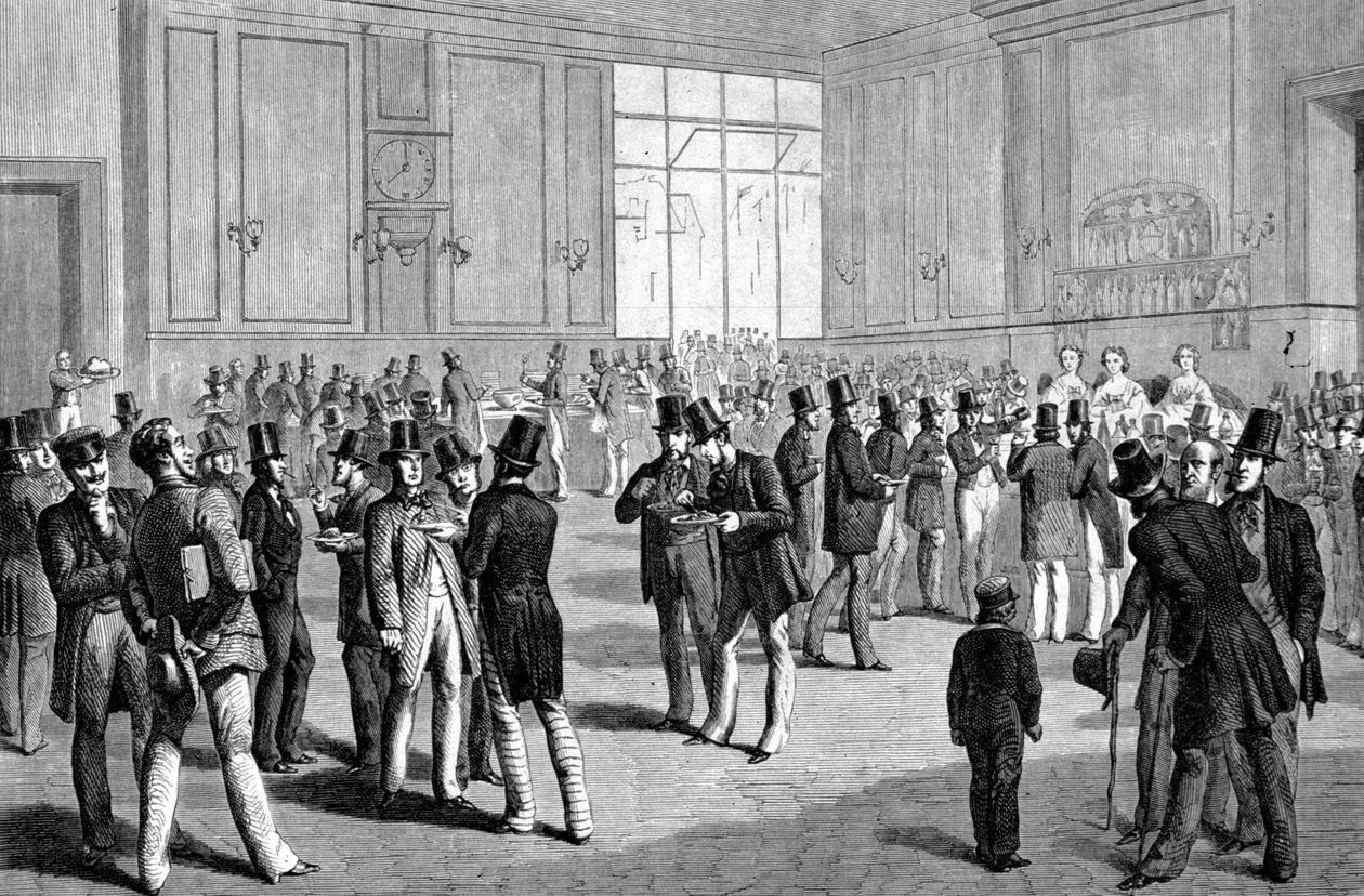Ebéd egy bárban San Franciscóban, Kaliforniában (USA) 1860. alkotó: Unknown artist