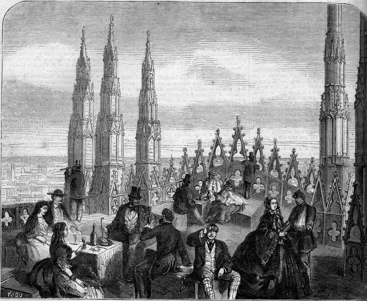 Ebéd a milánói dóm (Il Duomo) kupolájának teraszán. Olaszország alkotó: Unknown artist