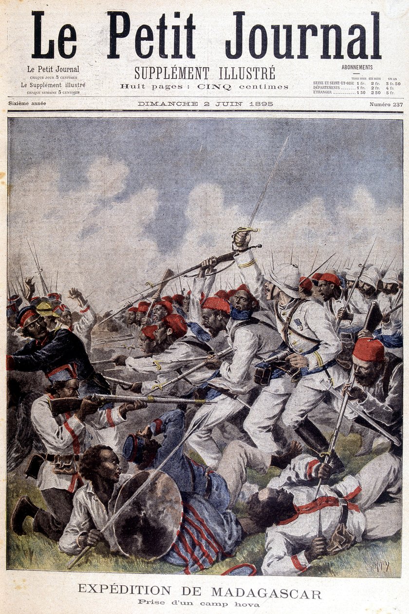 Madagaszkári expedíció: egy hova tábor felvétele – az 1895.02.06-i „” Le Petite Journal”-ban alkotó: Unknown artist