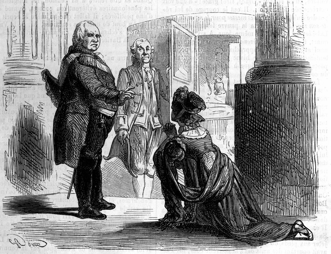 Madame Labedoyere grófnője XVIII. Lajos francia király térdén. alkotó: Unknown artist