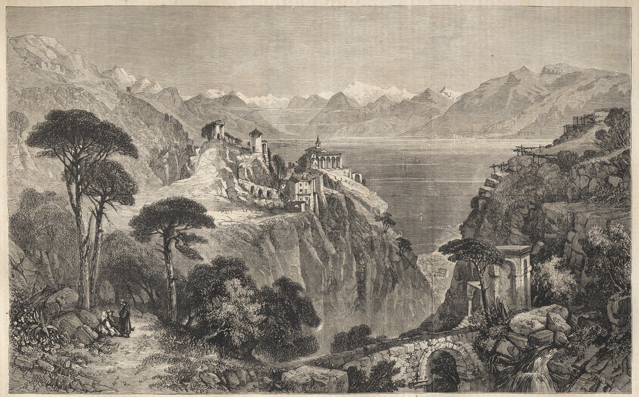 Madonna del Sasso, Svájc - Sassói Szűzanya kolostor - Locarno közelében, a Maggiore-tó mellett - Ticino kanton Svájcban - 1861 alkotó: Unknown artist