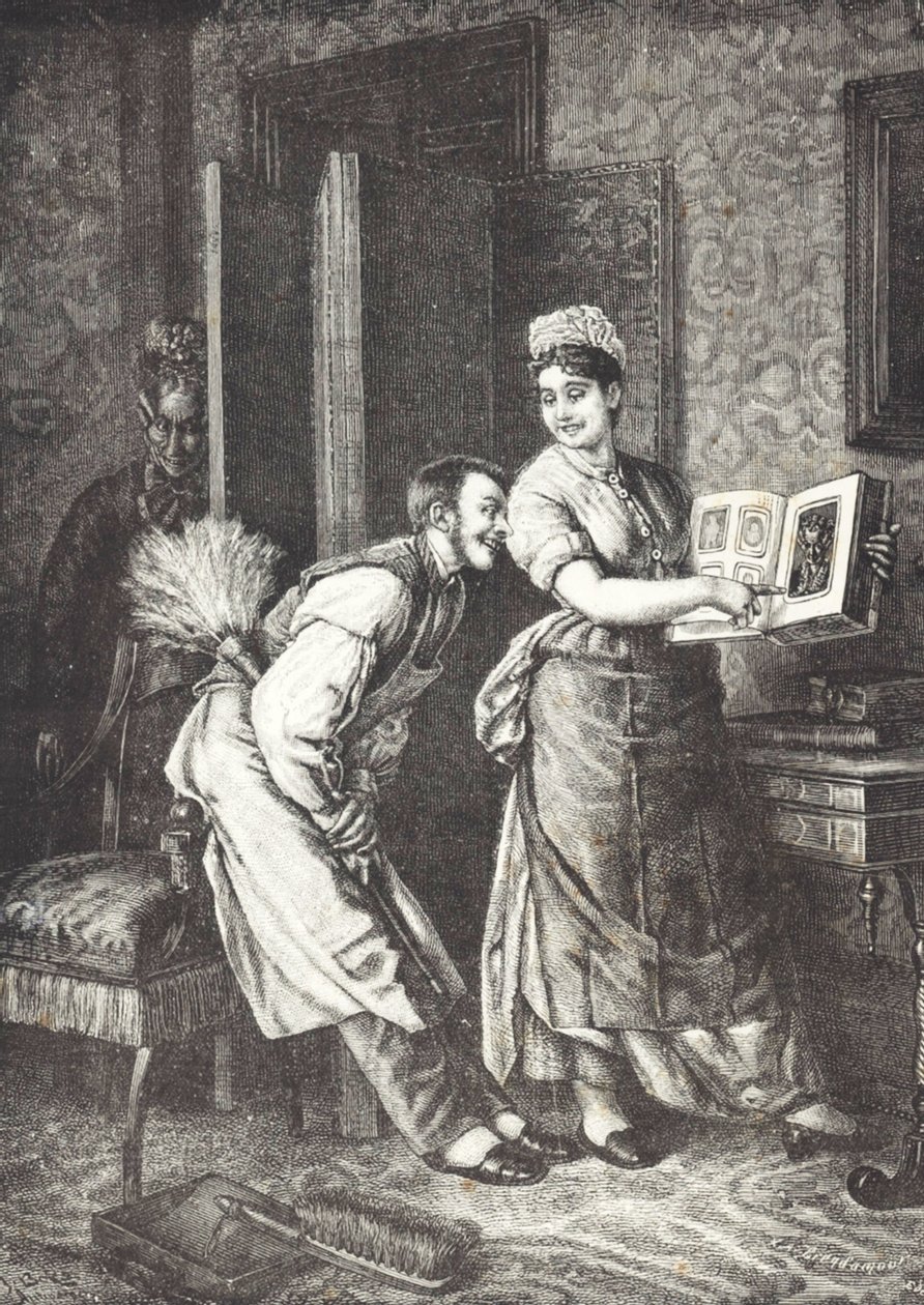 A szobalány szabadságot vesz, és meghallotta a ház úrnője (litho) alkotó: Unknown artist