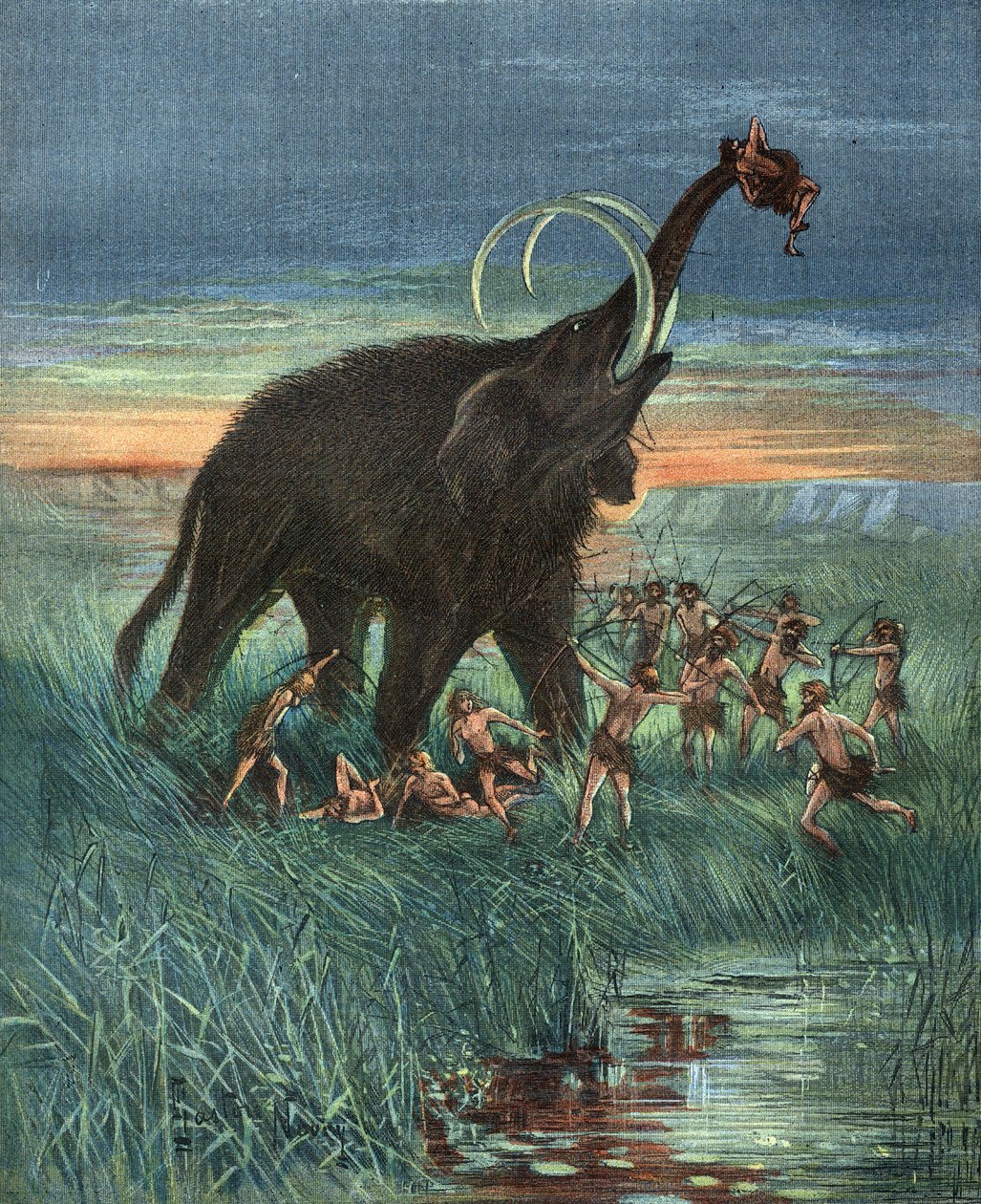 Mamutvadász jelenet, kőkorszak. alkotó: Unknown artist