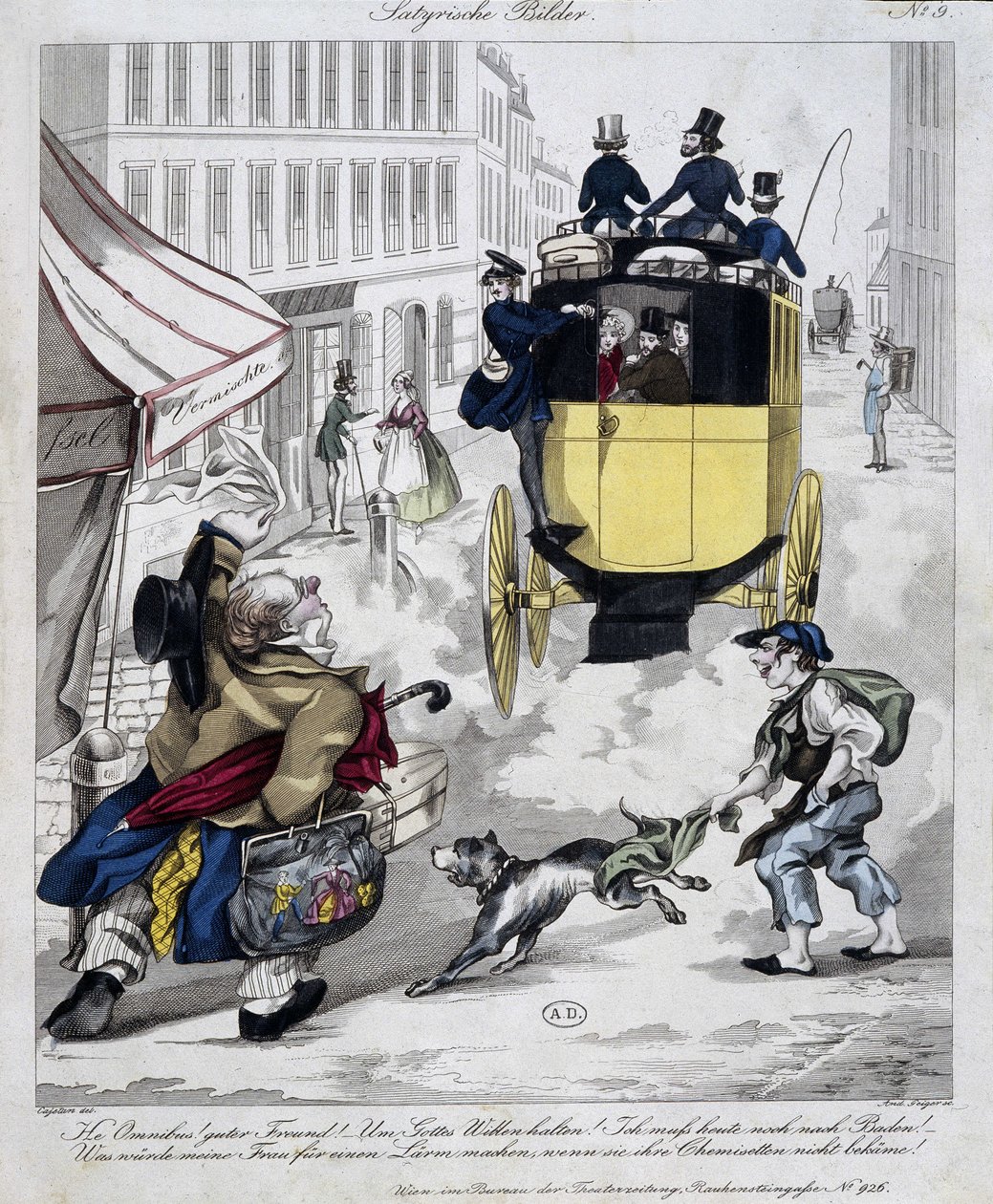 Man press hiányzik az Omnibusz. 1840 körül készült rajzfilm alkotó: Unknown artist