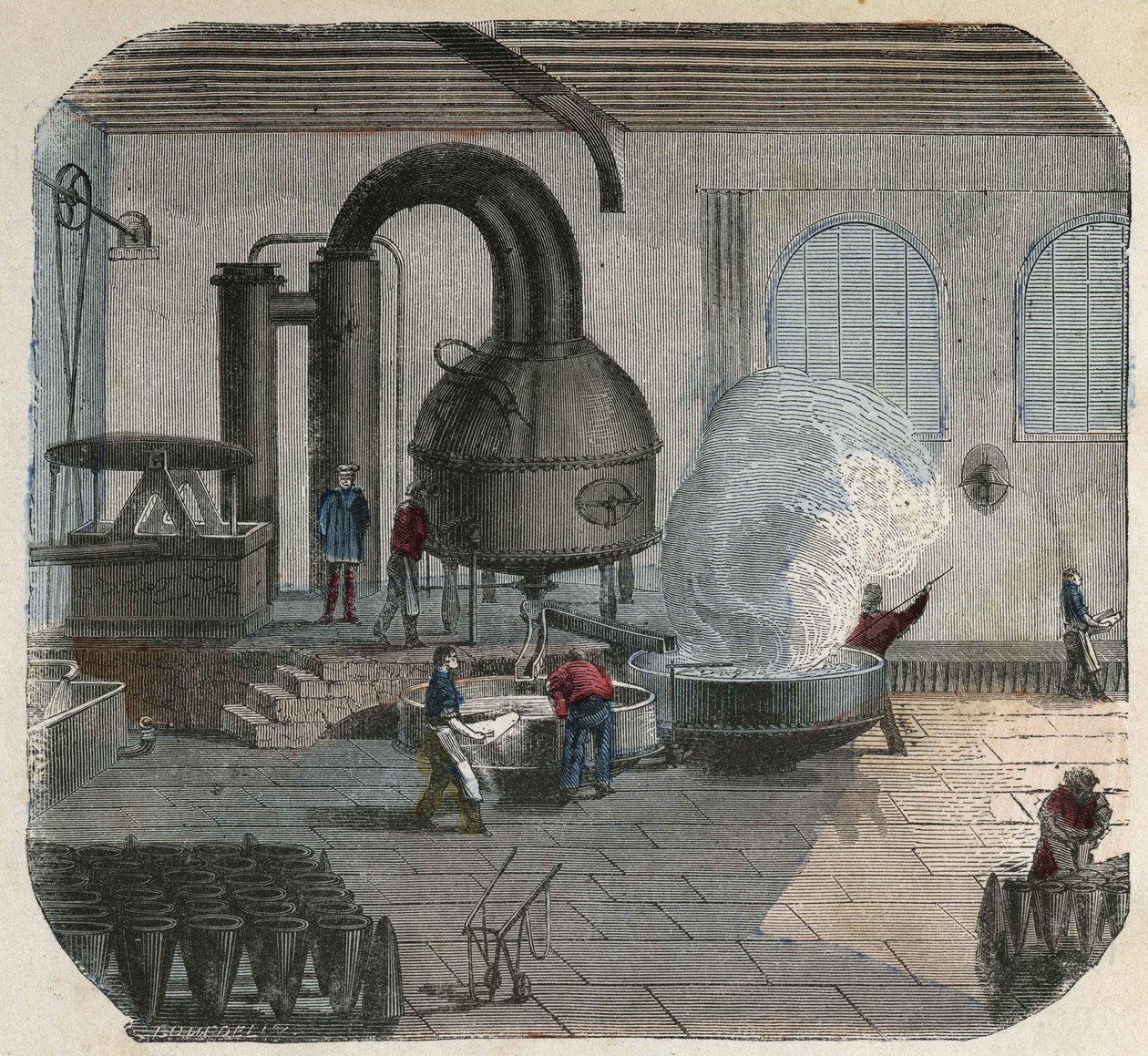 Cukor gyártása gyárban. 19. századi illusztráció. Bianchetti kollekció alkotó: Unknown artist