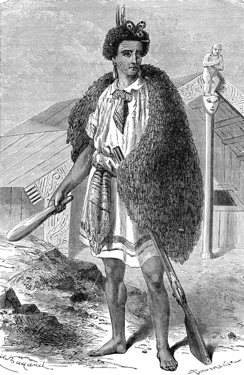 Maori Chef in the vicinity of AUCKLAND, New Zealand. Engraving 1885 alkotó: Unknown artist