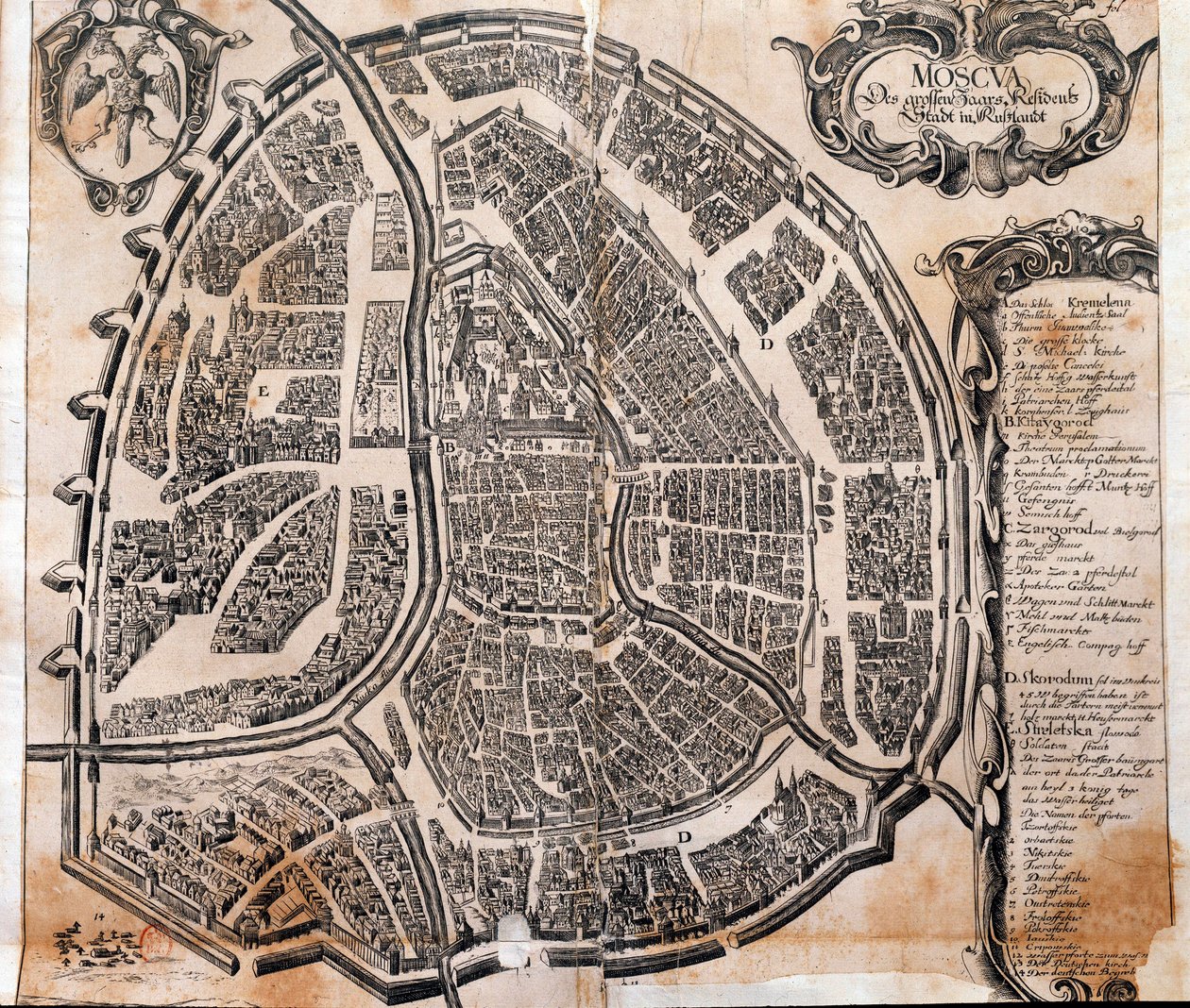Moszkva város térképe Oroszországban a 17. században. Paris, B.N. alkotó: Unknown artist