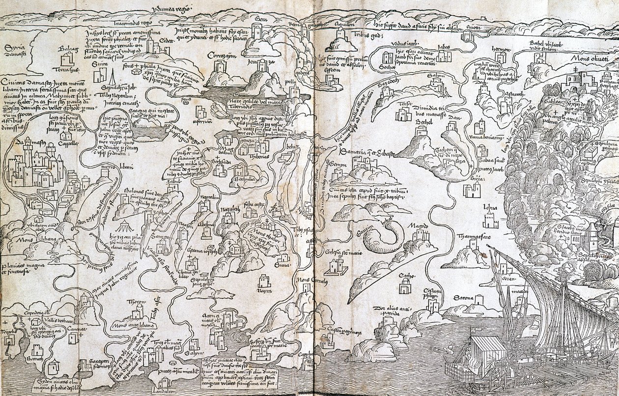 Palesztina térképe – Bernard de Breydenbach „A szent peregrinációk” című könyvében alkotó: Unknown artist