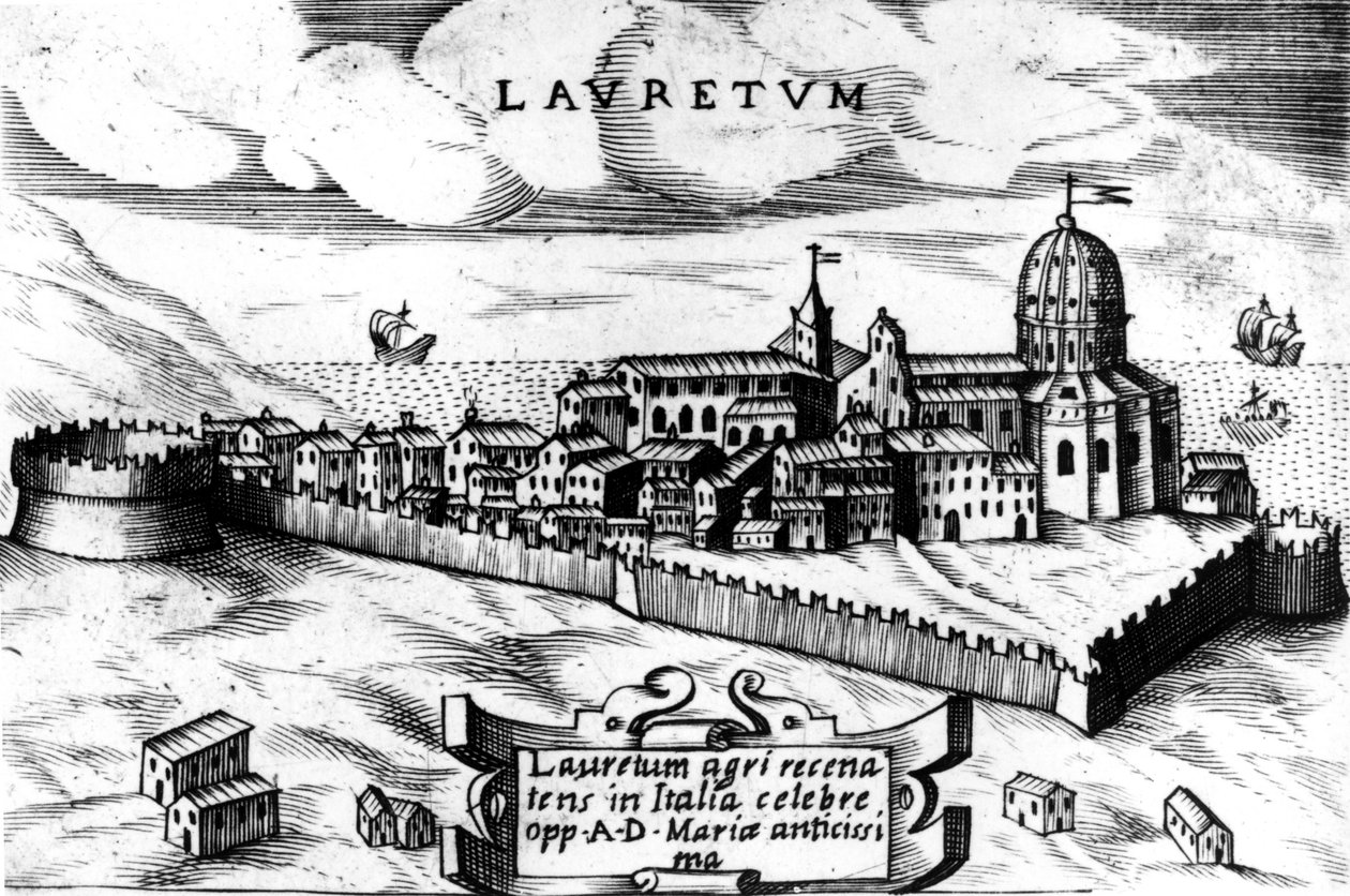 Loreto (Laurentum) város térképe, 16. századi metszet. alkotó: Unknown artist
