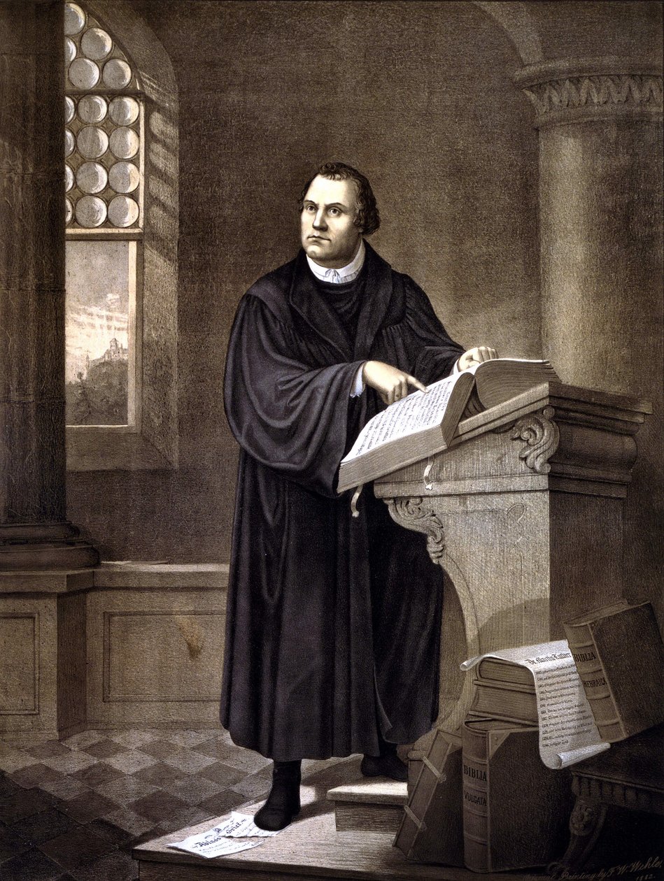 Luther Márton (1483-1546) olvas egy templomban. alkotó: Unknown artist