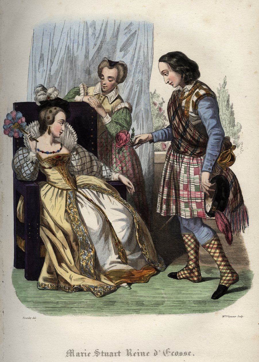 Mária, Skócia királynője (Skóciai Mária I.) (Marie Iere Stuart) (1542-1587). Metszet 1842-ből Maurice Lachatre „Histoire des Popes” című könyvében. Magángyűjtemény. alkotó: Unknown artist