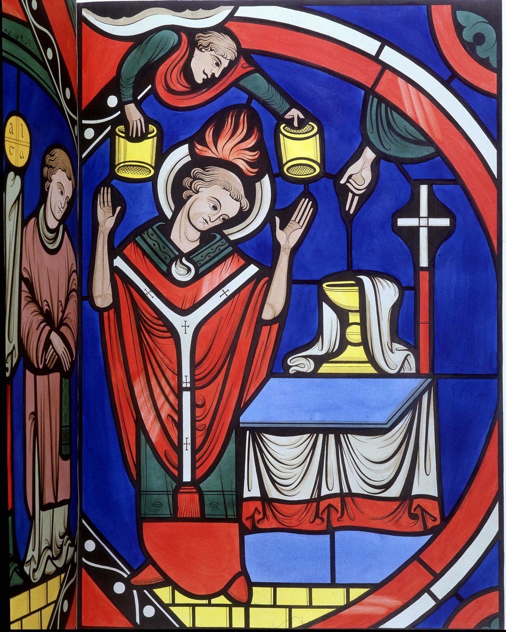 Mass. College hasonlata egy ólomüveg ablakot a Le Mans-i katedrálisból. 19. századi nyomkövetés. alkotó: Unknown artist