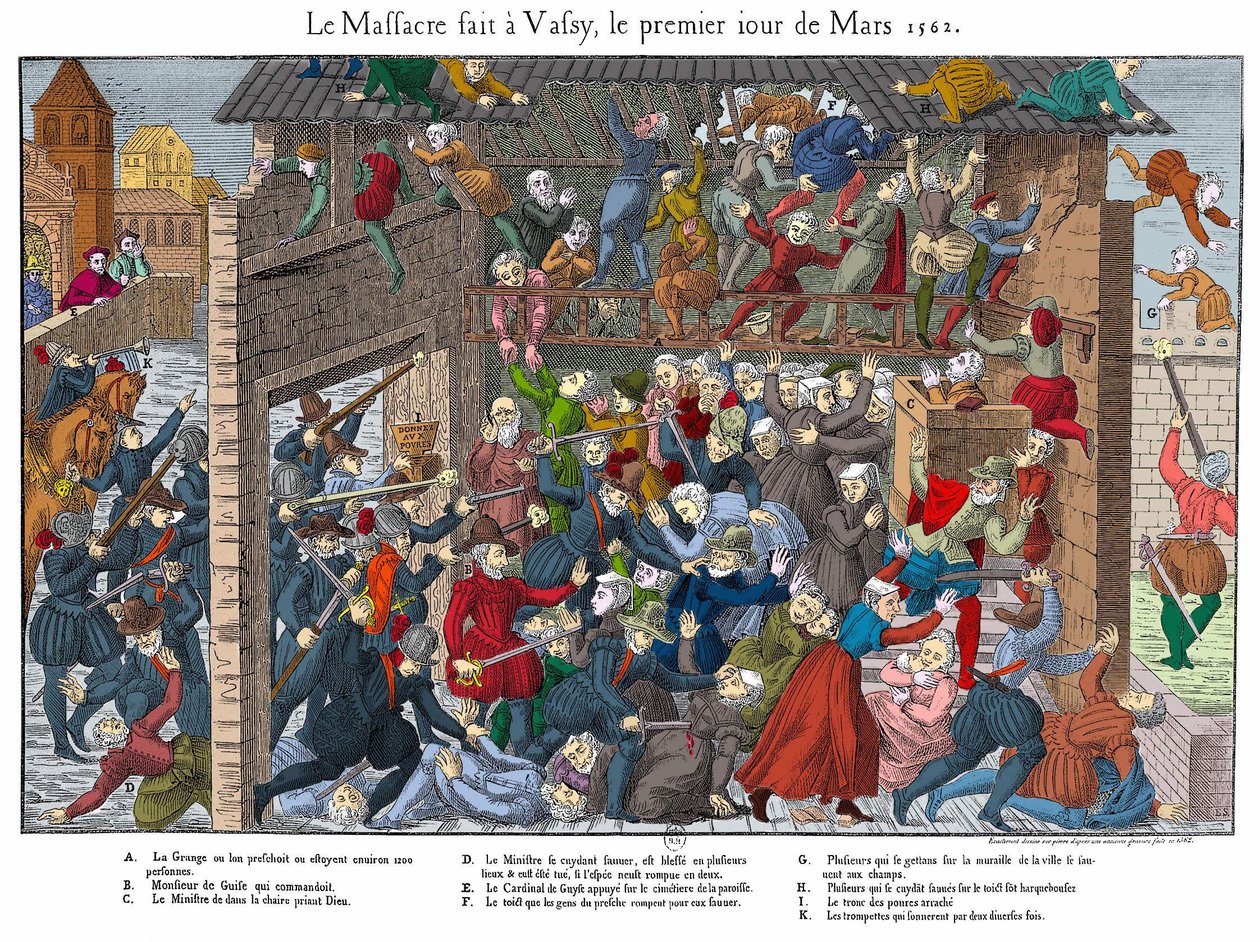 A protestáns lakosság lemészárlása Wassyban (Vassy) 1562.03.01-én Guise népe által (a vallásháborúk kezdete) alkotó: Unknown artist