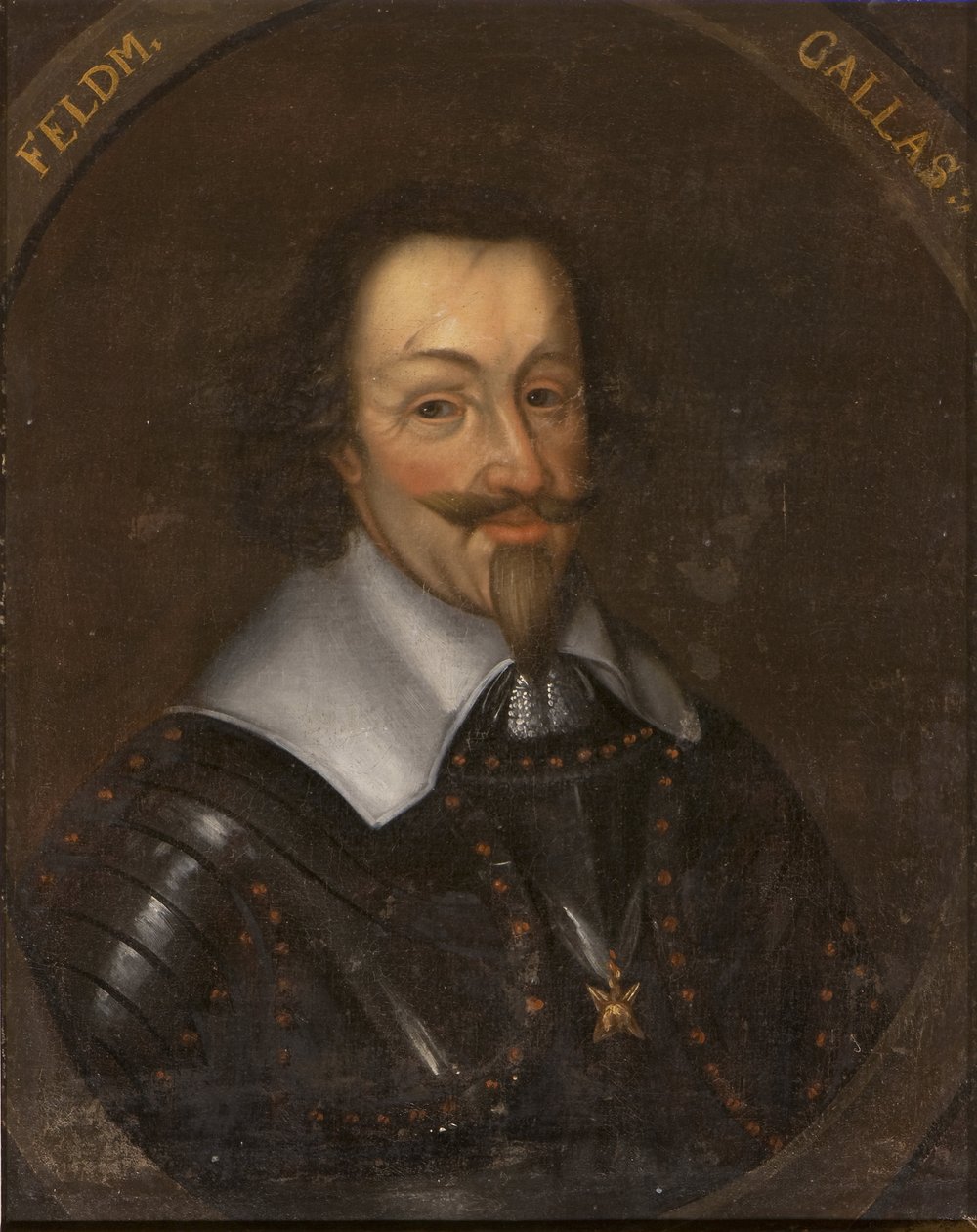 Gallas Mátyás, Campo grófja és Lucera hercege, osztrák tábornok - Mátyás Gallas (1584-1647), Campo grófja, Lucera hercege, névtelen arcképe Olajfestmény. Méretek: 65x55 cm. Stockholmi Nemzeti Múzeum alkotó: Unknown artist