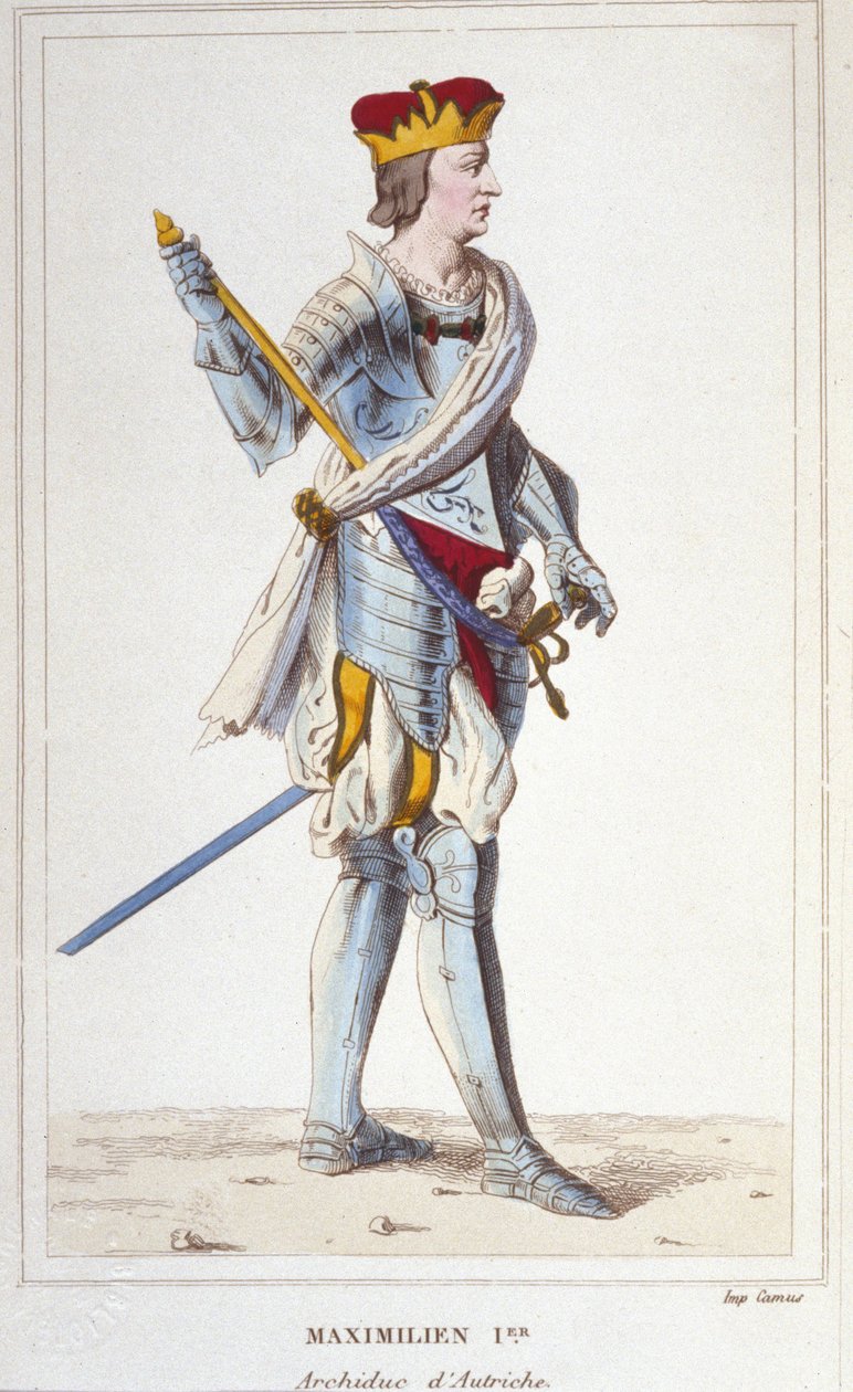 Maximilian I (Habsburg). Ausztria főhercege, a rómaiak királya és germán császár (1459-1519). Metszet 1830-ból alkotó: Unknown artist